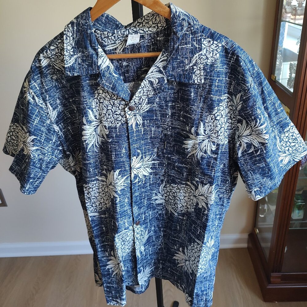 Palmwave Hawaii Navy Blue & White Short Sleeve Shirt - Size XL